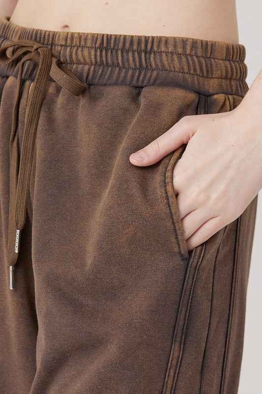 Plus Dolphin Tail Wide Leg Mineral Washed Pants