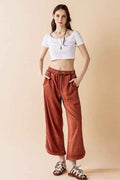 Plus Dolphin Tail Wide Leg Mineral Washed Pants