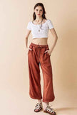 Plus Dolphin Tail Wide Leg Mineral Washed Pants