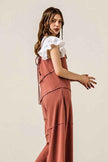 Keyhole back Wide Leg Raw Edge Jumpsuit
