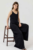 Keyhole back Wide Leg Raw Edge Jumpsuit