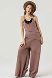 Keyhole back Wide Leg Raw Edge Jumpsuit
