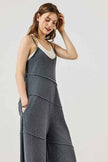 Plus Keyhole back Wide Leg Raw Edge Jumpsuit