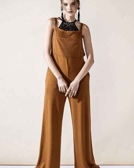 Boho Terry Wide Leg Jumpsuits with Pocket