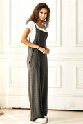 Boho Terry Wide Leg Jumpsuits with Pocket