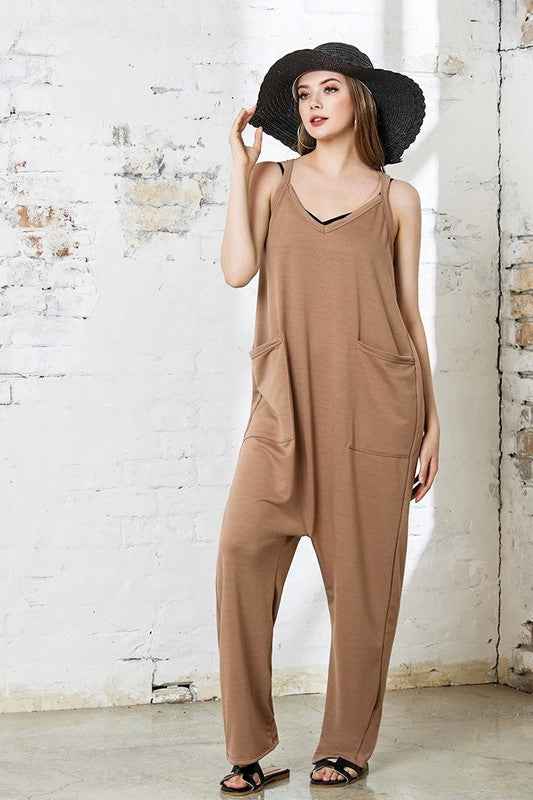 Plus Drop Crotch Tank Style Harem Jumpsuit