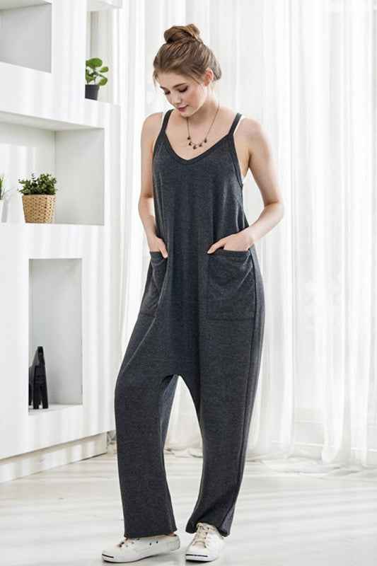Plus Drop Crotch Tank Style Harem Jumpsuit