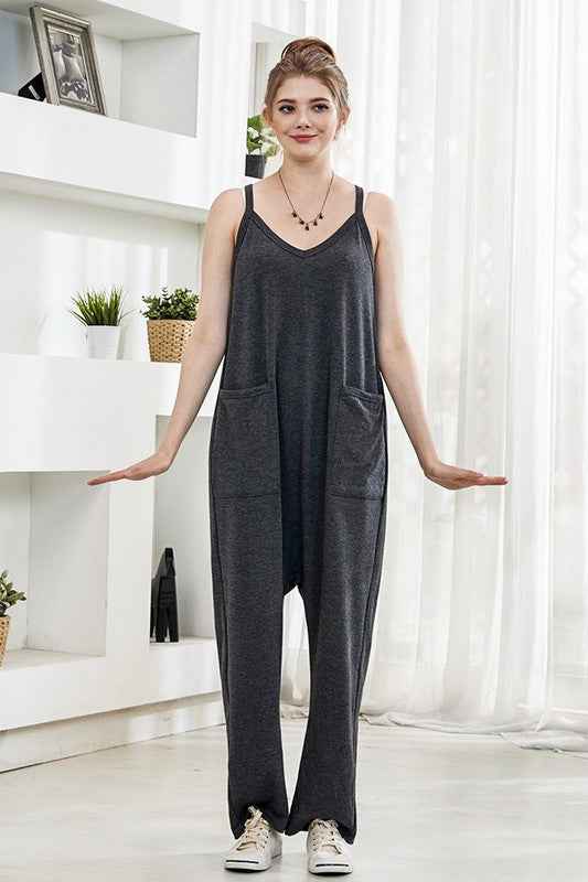 Plus Drop Crotch Tank Style Harem Jumpsuit
