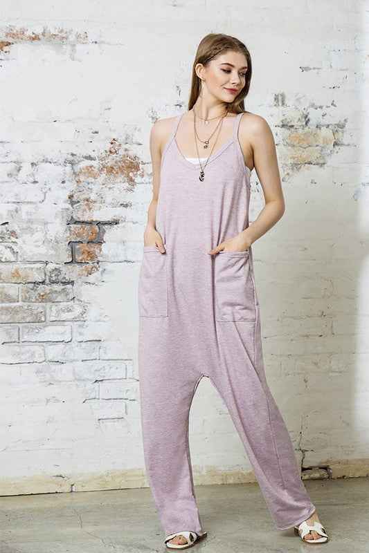 Plus Drop Crotch Tank Style Harem Jumpsuit