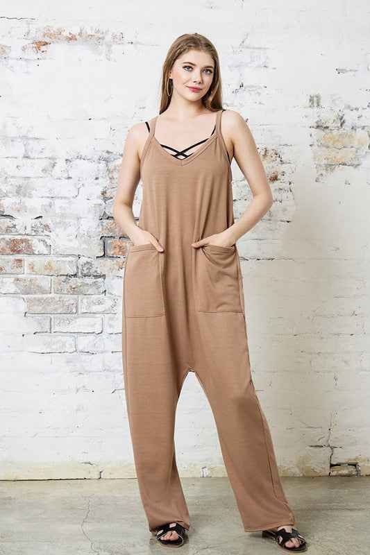 Plus Drop Crotch Tank Style Harem Jumpsuit