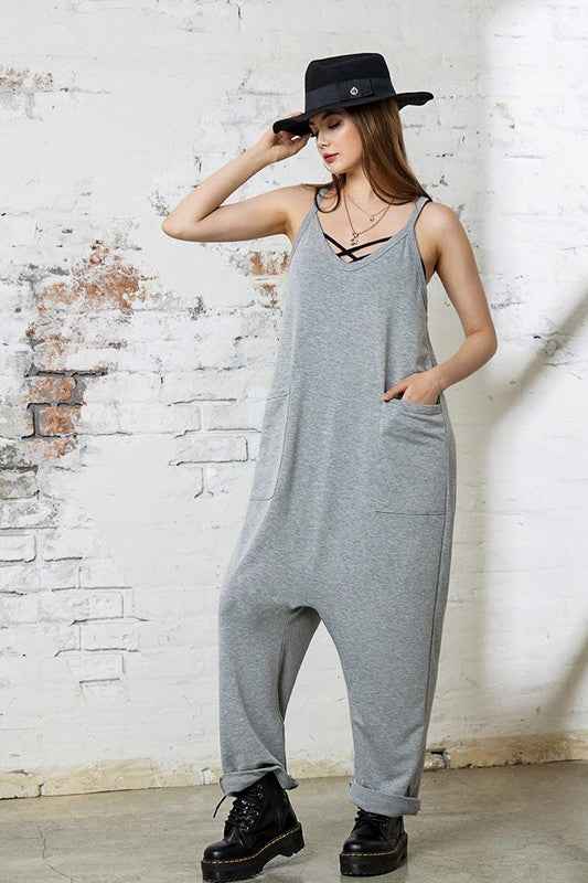Plus Drop Crotch Tank Style Harem Jumpsuit