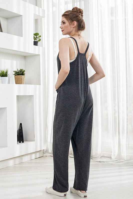 Plus Drop Crotch Tank Style Harem Jumpsuit