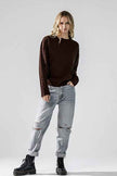 Plus Cozy Solid Body Contrast Cable Knit Sweater