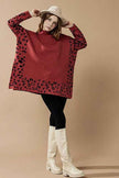 Oversized Mock Neck Leopard Print Sweater Tunic
