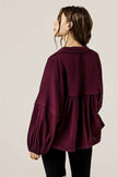 V-neck Bubble Sleeve Cotton gauze Babydoll Top