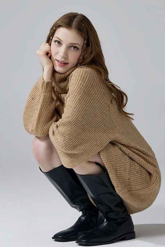 Plus Turtleneck Balloon Confetti Sweater Dress