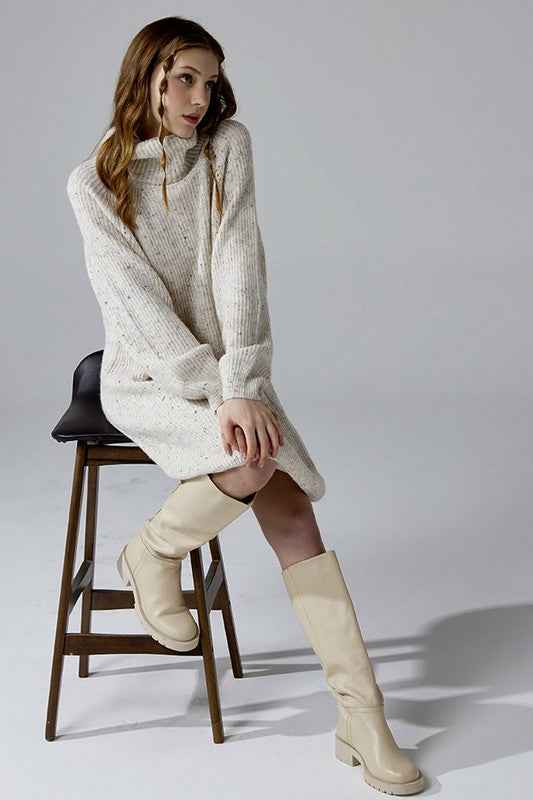 Plus Turtleneck Balloon Confetti Sweater Dress