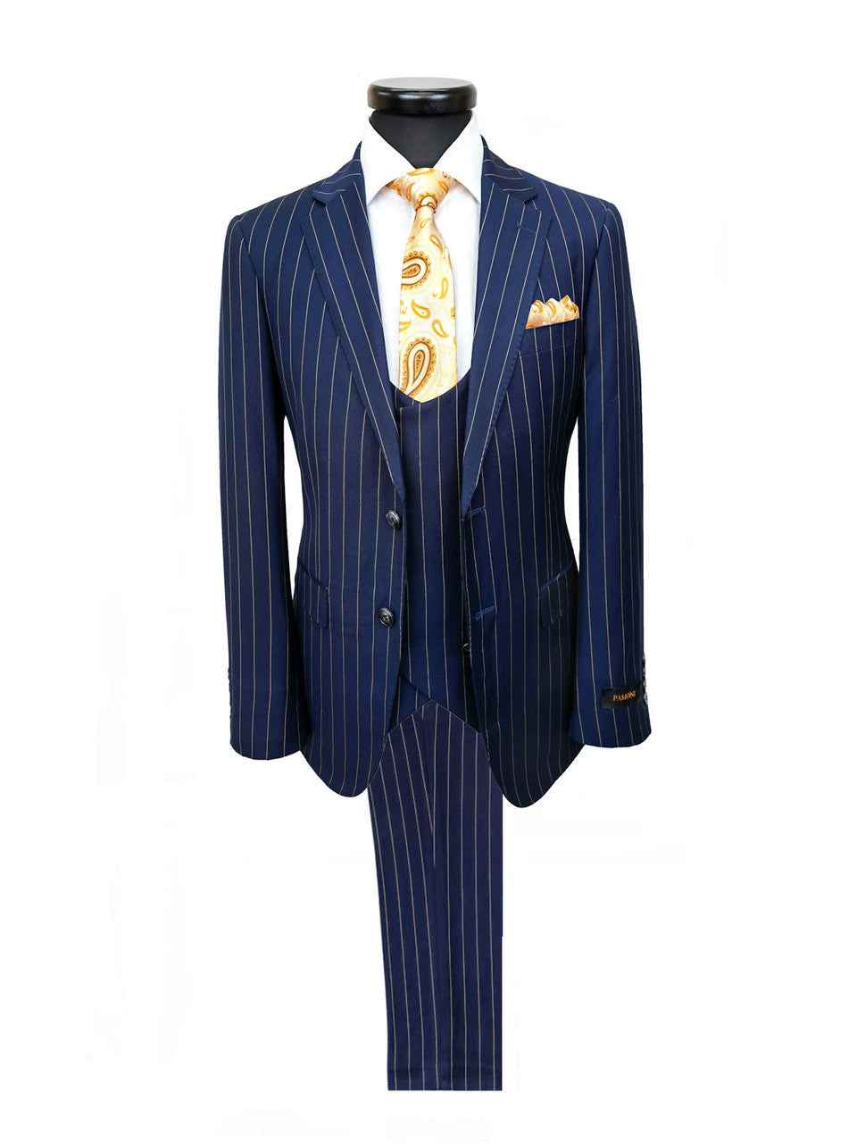 Navy Orange Stripe 3-Piece Suit
