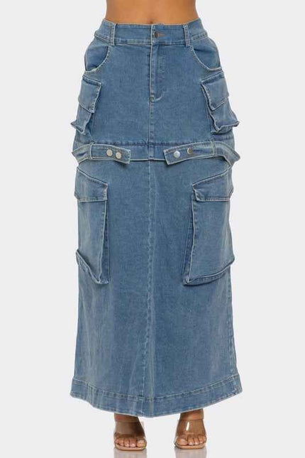 Utility Denim Maxi Skirt