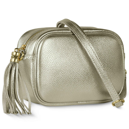 Metallic Calf Leather Crossbody Bag 231302