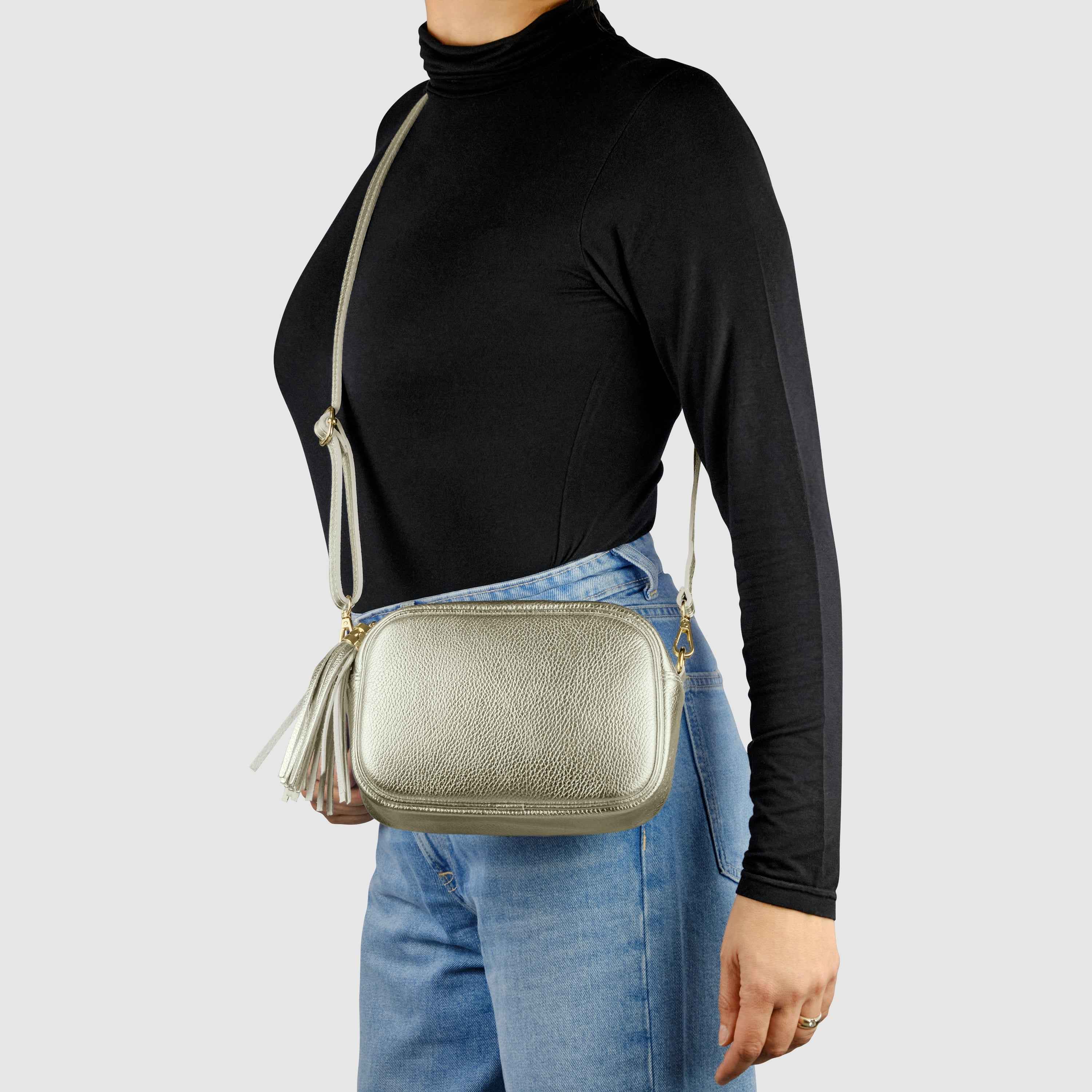 Metallic Calf Leather Crossbody Bag 231302
