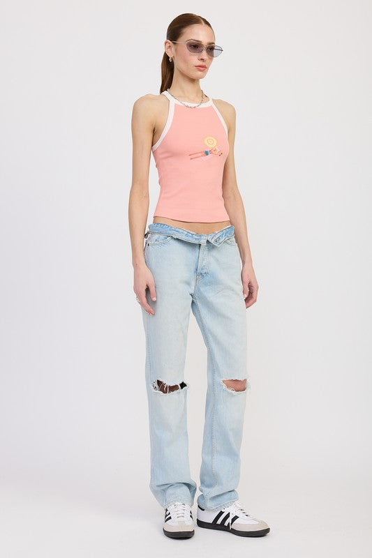 Leisure Island Racer Back Graphic Tank Top - Pikemla