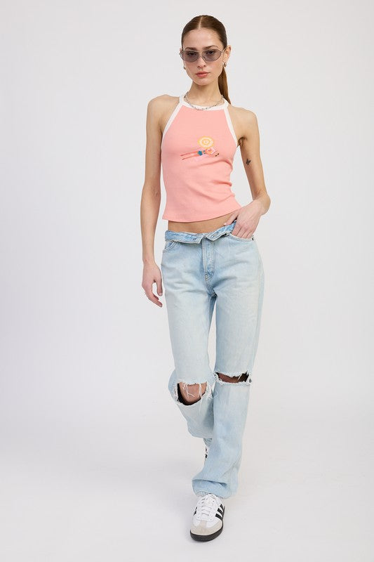 Leisure Island Racer Back Graphic Tank Top - Pikemla