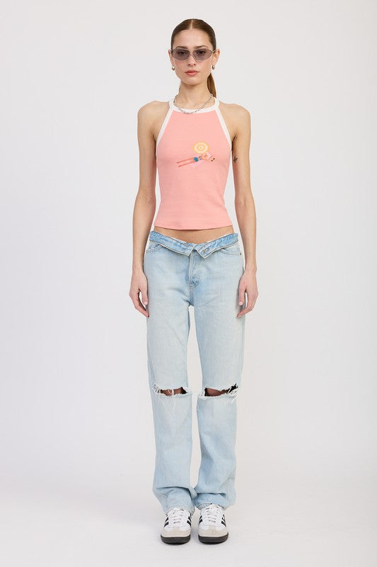 Leisure Island Racer Back Graphic Tank Top - Pikemla