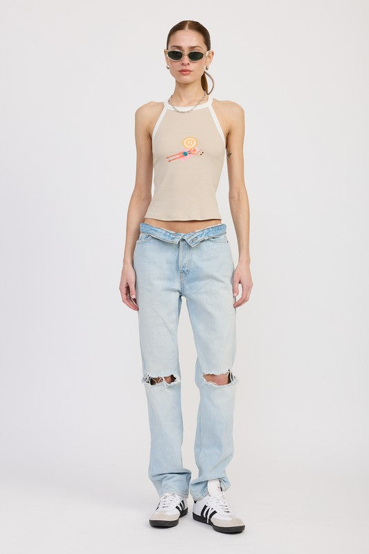 Leisure Island Racer Back Graphic Tank Top - Pikemla