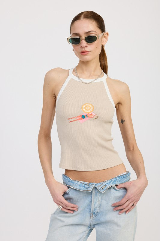 Leisure Island Racer Back Graphic Tank Top - Pikemla