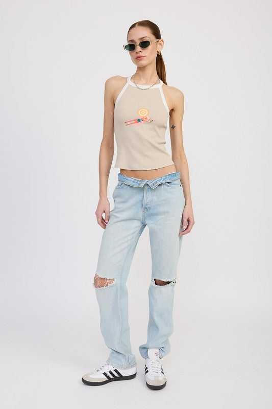 Leisure Island Racer Back Graphic Tank Top - Pikemla