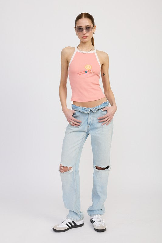 Leisure Island Racer Back Graphic Tank Top - Pikemla