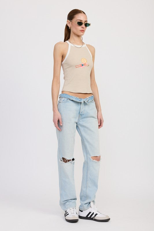 Leisure Island Racer Back Graphic Tank Top - Pikemla