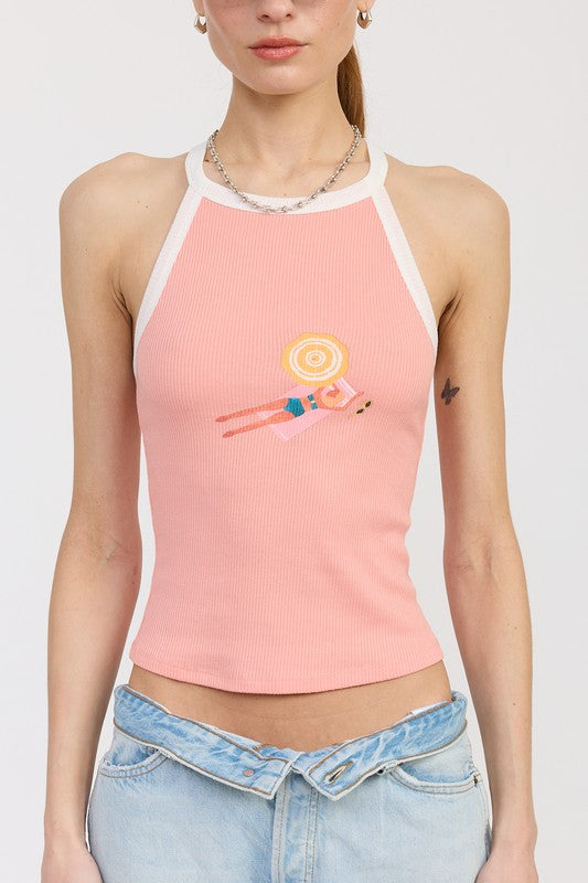 Leisure Island Racer Back Graphic Tank Top - Pikemla