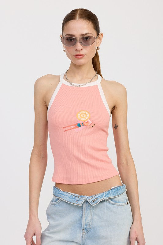 Leisure Island Racer Back Graphic Tank Top - Pikemla