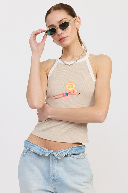 Leisure Island Racer Back Graphic Tank Top - Pikemla