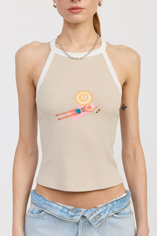 Leisure Island Racer Back Graphic Tank Top - Pikemla