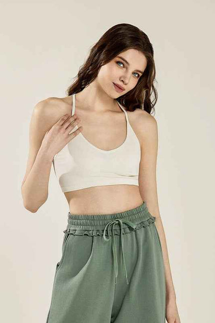 Seamless Triangle lace Ribbed Knit Bralette