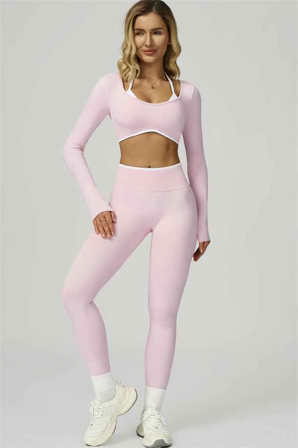 The Prime Line Long Sleeve Crop Top Leggings 2-Piece Set
