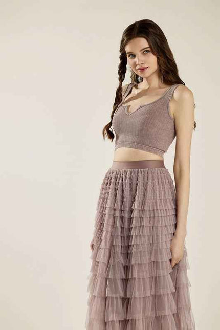 Keyhole neckline Washed ribbed Stretch Bralette