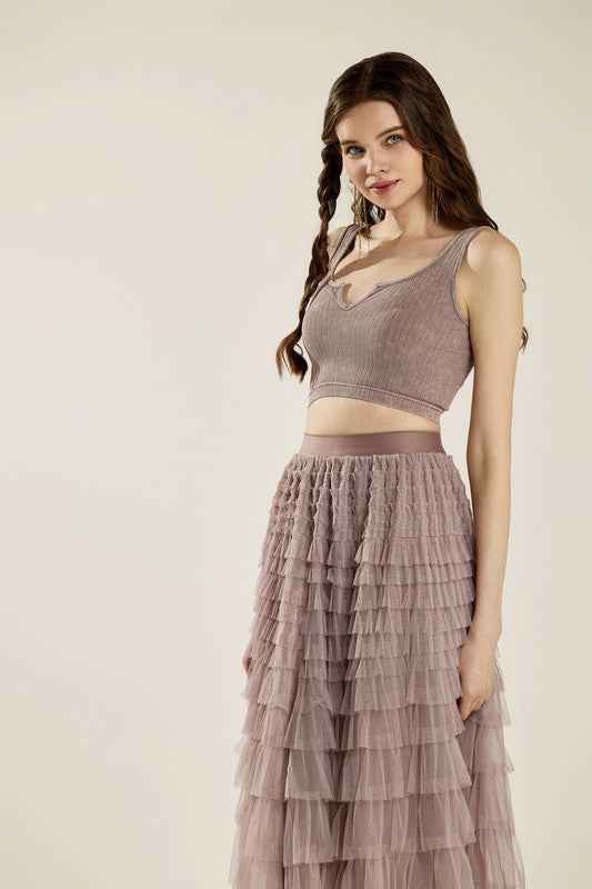 Keyhole neckline Washed ribbed Stretch Bralette