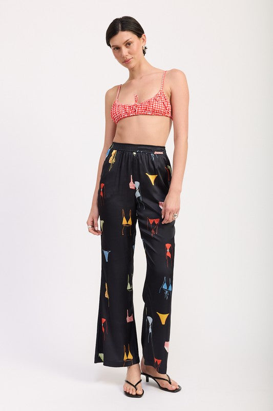 Bikini Bay Printed Satin Wide Leg Pants - Pikemla