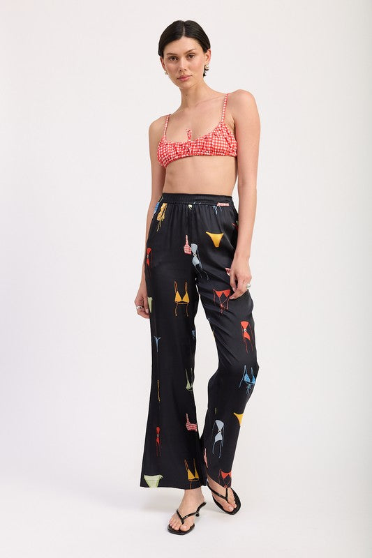 Bikini Bay Printed Satin Wide Leg Pants - Pikemla