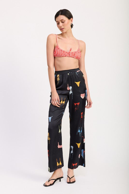 Bikini Bay Printed Satin Wide Leg Pants - Pikemla