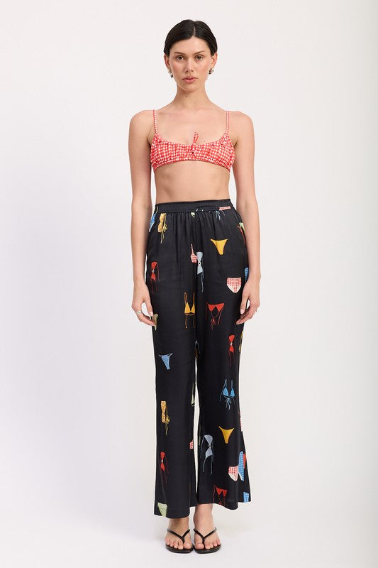 Bikini Bay Printed Satin Wide Leg Pants - Pikemla