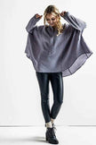 Oversized Pleat Ballon sleeve  High and low Top