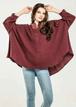 Plus Oversize Pleat Ballon sleeve High and low Top