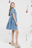 Button Down Tiered Babydoll Denim Shirt Dress