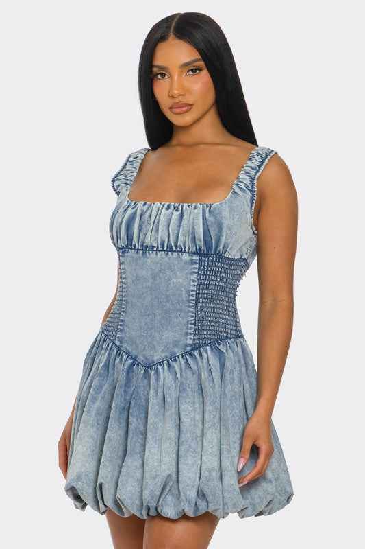 Bubble Belle Denim Mini Dress