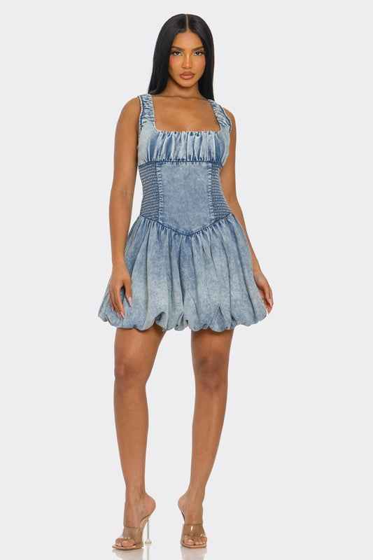 Bubble Belle Denim Mini Dress